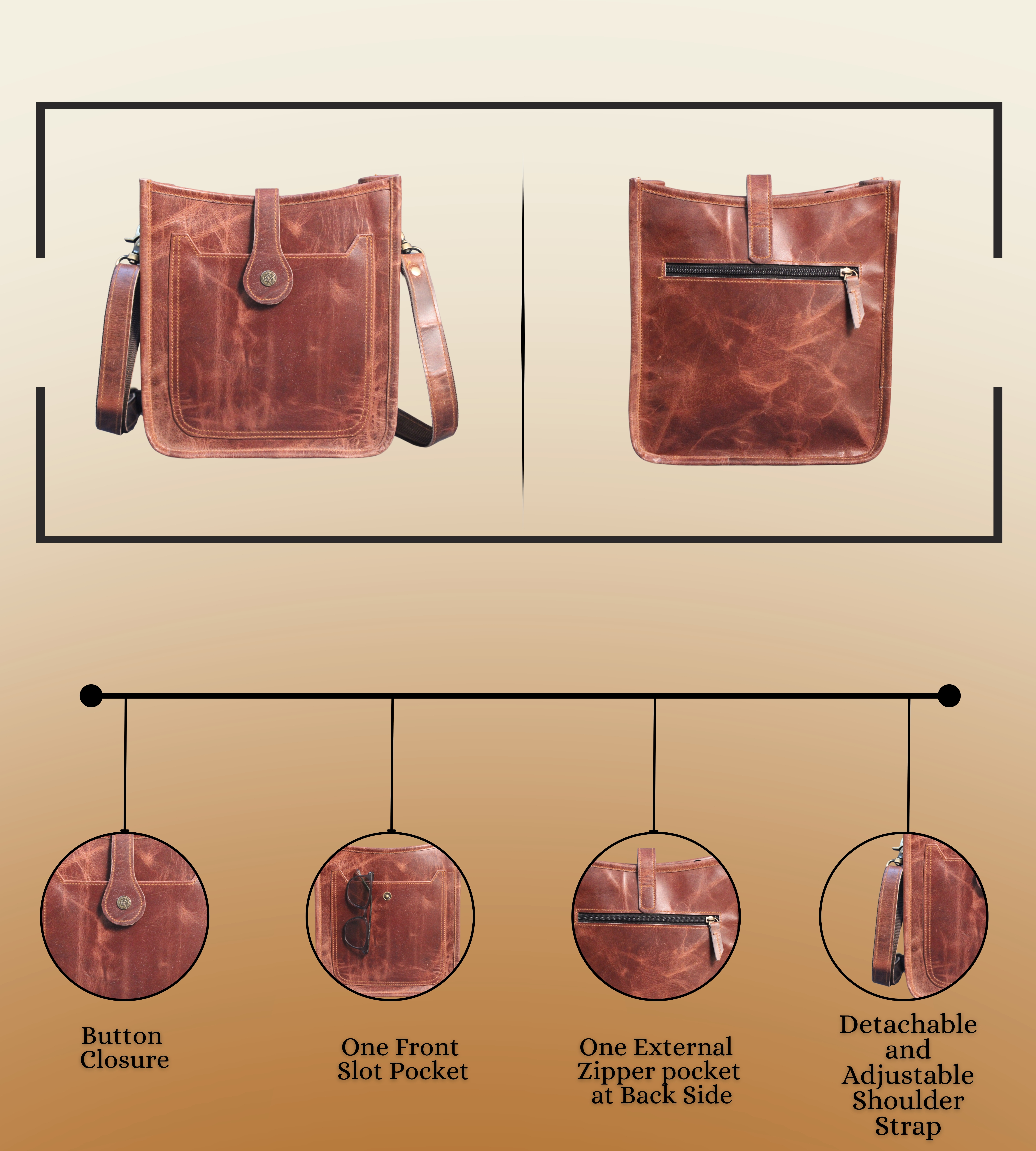 Madosh Genuine Brown Leather  Canvas Laptop Men’s Briefcase Side Crossbody Office Shoulder Business Messenger Laptop Handbag for men